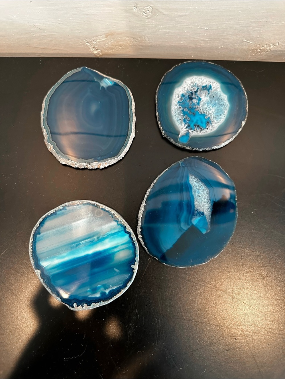 Blue Agate Stone Coaster Set - Natural Decorative Coasters